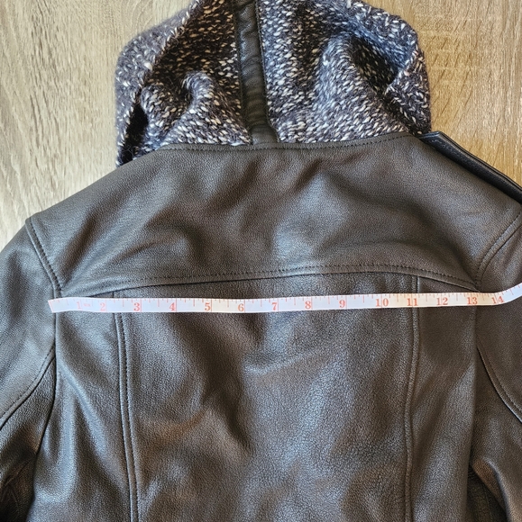 AllSaints Texture Wrap Leather and Wool Biker Jacket Size 8 - Picture 9 of 10